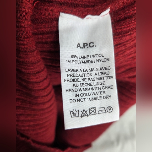 A.P.C. Size L-  Men's Red Sweater Rue Madame Paris - Picture 8 of 9